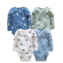 4/5 Pcs Baby Bodysuit Set for Newborns Cotton Romper Boys 0-24M Soft Long Sleeve Infant Daily Outfit Toddler Clothes