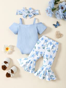 Fashion Baby Girl 2PCS Floral Print Outfit Set Ruffle Sleeve Button Down Shirt + Shorts for 0-3Y Newborn Casual Summer Clothes