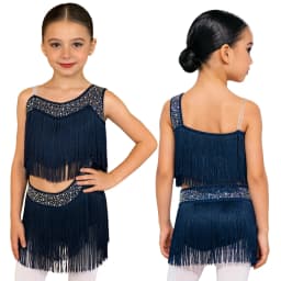 6-16Y Girls Latin Jazz Dance Cha-Cha Rumba Samba Tango Salsa Performance Dress Shiny Rhinestones Cutout Tassel Leotard Dresses