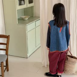 New Children's Vest 2025 Spring Autumn Letter Embroidery Girls Boys Shoulder Sleeveless Jacket Baby Casual Denim Waistcoat