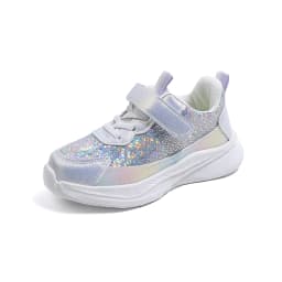 Girls Sequined Casual Sneakers, Kids Magic Tape Fashion Daily Walking Shoes