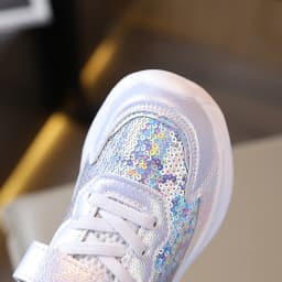 Girls Sequined Casual Sneakers, Kids Magic Tape Fashion Daily Walking Shoes
