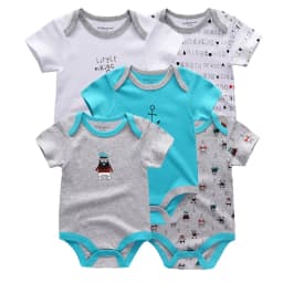 Kiddiezoom 5 Pcs/Lot Four Seasons Fashion Cartoon Short Sleeve Baby Boy Girl Bodysuits Soft 100%Cotton NewbornOnesies