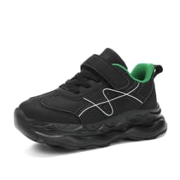 Children’s Black Causal PU Leather Running Shoes Anti-Slip Outdoor Sneakers for Boy and Girl Sport Tennis Size 30-39