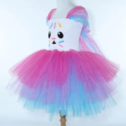 Gabby Dollhouse Costume for Girls Cartoon Cakey Cat Tutu Princess Dress 3 Layers Baby Kids Carnival Halloween Birthday Dress Up