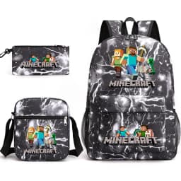 Anime Minec rafted Backpack 3pcs Women Men Backpack Travel Bag Schoolbag for Teens Girl Boys Solid Color Laptop Mochila GIFT