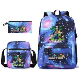Anime Minec rafted Backpack 3pcs Women Men Backpack Travel Bag Schoolbag for Teens Girl Boys Solid Color Laptop Mochila GIFT