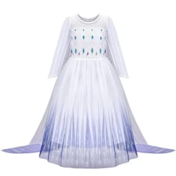 Girls Ice Fantasy Princess Mesh Ball Gown Kids Cosplay Dress for Halloween Carnival Birthday Theme Party Role Play Dress-Up
