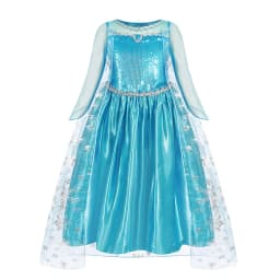 Girls Ice Fantasy Princess Mesh Ball Gown Kids Cosplay Dress for Halloween Carnival Birthday Theme Party Role Play Dress-Up