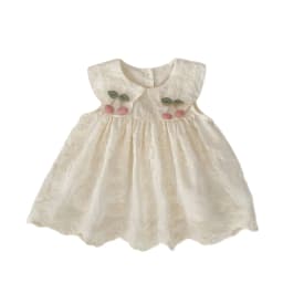 New Summer Dress for Girls, Sweet Flower Embroidered Princess Skirt, Lotus Leaf Edge Sleeveless Tank Top Skirt for Baby Girls