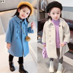 2 3 4 5 6 7 Years Girls Wool Coats New Korean Version Long Kids Jacket Spring Autumn Double Breasted Children Outerwear Clothing