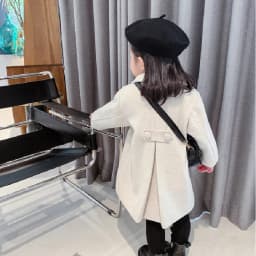 2 3 4 5 6 7 Years Girls Wool Coats New Korean Version Long Kids Jacket Spring Autumn Double Breasted Children Outerwear Clothing