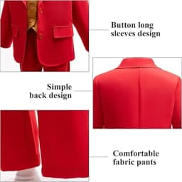 Boys Clown Cosplay Halloween Costume Red Suits Kids Jacket Shirt Vest Pants Suits For Movie Circus Joker Party Carnival Outfit
