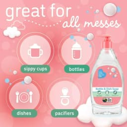 Plant-Based Liquid Dish Soap and Dishwashing Detergent for Baby Bottle, Fragrance Free Baby Essentials, 18 fl oz