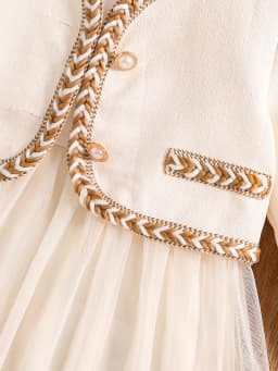 Girls' autumn fashion cute new dress, fluffy princess dress - white