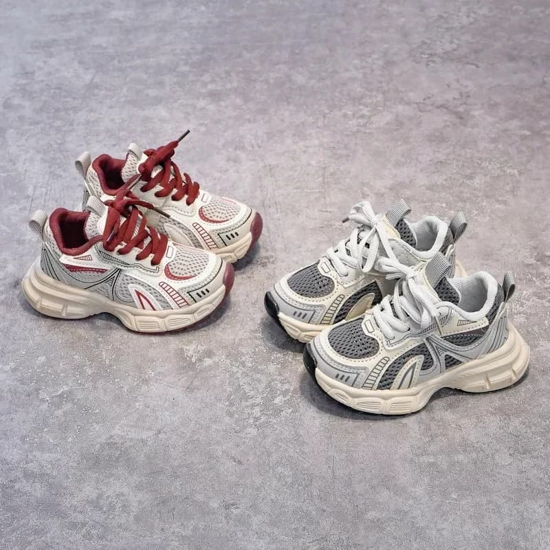 Boys Girls Running Shoes Mesh Breathable Children Sneakers Thick Soft Sole 2025 New Fashion Kids Sports Shoes for Students Trend