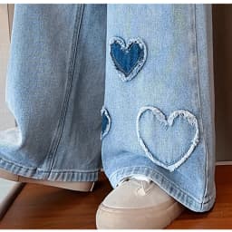 Teenagers Girls Jeans Love Embroidery Children Trousers Autumn Girls Denim Wide Leg Pants 5 6 8 10 12 14 Years New Kids Clothes