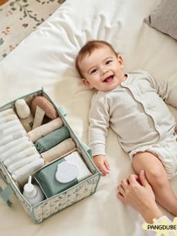 PANGDUBE Diaper Stacker Organizer Baby Diaper Bag Storage Caddy for Newborn Items Nappy Holder Gift for Baby Shower