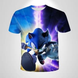 Sonic The Hedgehog Anime Boys' Breathable T-shirt, Children's Fashion Clothing Casual Wear, Breathable Thin Style, Unisex Top