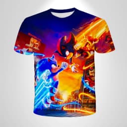 Sonic The Hedgehog Anime Boys' Breathable T-shirt, Children's Fashion Clothing Casual Wear, Breathable Thin Style, Unisex Top