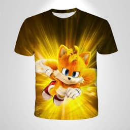Sonic The Hedgehog Anime Boys' Breathable T-shirt, Children's Fashion Clothing Casual Wear, Breathable Thin Style, Unisex Top
