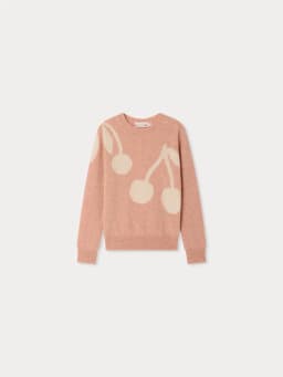 Children's Knitted Sweater 26BP Cardigan with Cherry Embroidery Wool Blend for Warmth Girls' Knitted Sweater