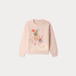 Children's Knitted Sweater 26BP Cardigan with Cherry Embroidery Wool Blend for Warmth Girls' Knitted Sweater