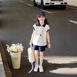 Girls Summer Thin Polo Shirt Shorts Two Piece Set Korean Style Sporty Trendy Casual Outfit For Middle And Older Kids Teen Girls