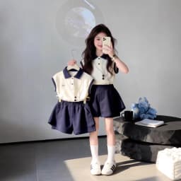 Girls Summer Thin Polo Shirt Shorts Two Piece Set Korean Style Sporty Trendy Casual Outfit For Middle And Older Kids Teen Girls