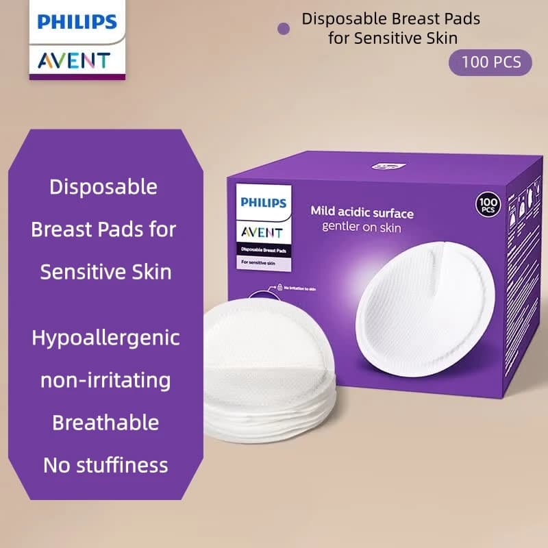 100pcs Avent Disposable Hypoallergenic Breast Pads High Absorbency Leak Proof 3D Nursing Pads For Sensitive Lactating Skin