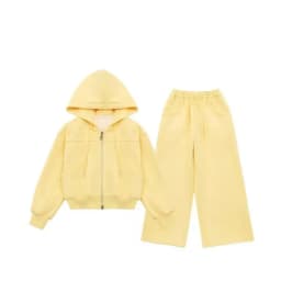 ZOETOPKID 2026 Autumn Winter Girls Clothes Set Children Suit Teenager Tracksuit Jacket Hooded Crop Top + Wide Leg Pants