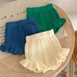 Autumn Baby Girls Knitted Shorts Children Bloomer Toddler Princess PP Shorts Kids Girls Ruffle Edge Lovely Lotus Butt Shorts