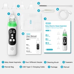 MAMIJOY Electric Nasal Absorber Silent Baby Obstruction Rhinitis Cleaner Nasal Aspirator Nasal Mucus Cleaning Tool Fro Newborn