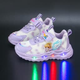 Girls' Cute and Fashionable Cartoon Princess Casual Shoes Led Wings Comfortable Sneakers