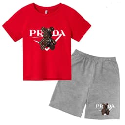 Kids Letters T-shirt Summer Two-piece Clothing Short-Sleeved Top+Shorts Boy Girl 3-12Yrs Casual Sports Jogging Coat Sweating Set