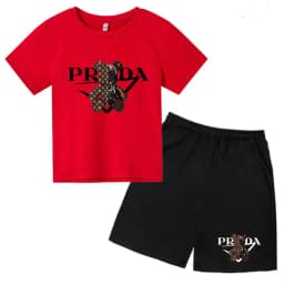 Kids Letters T-shirt Summer Two-piece Clothing Short-Sleeved Top+Shorts Boy Girl 3-12Yrs Casual Sports Jogging Coat Sweating Set