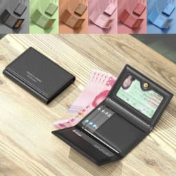 Fashion Leather Men Card Wallets Multifunctional Large Capacity Male Purse Solid Color Multi-card Photo Holder Women