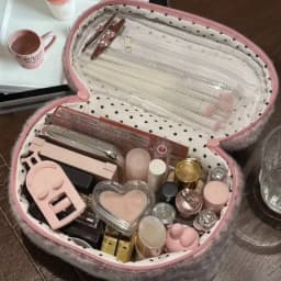 Wear-resistant Travel Toiletry Organizer Cute Storage CasePink Leopard Print Faux Fur Cosmetic Bag Women Plush Makeup Pouch