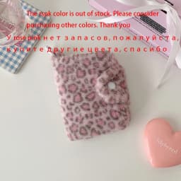 Girl Plush Leopard Pattern Card Bag Zipper Coin Purse High Beauty Bag Pendant Small Wallet Student Meal Card Holder Id Holder