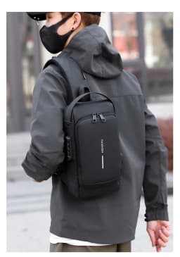 Men's Anti-Theft Chest Bag with Password Lock & USB Port Waterproof Crossbody Sling Backpack for Travel Work Cycling