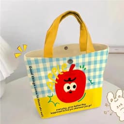 Pink Polka Dot Cat Canvas Handbag, Cute Mini Dopamine Bento Bag Lightweight Tote Bag for Daily Commute Outdoor Shopping