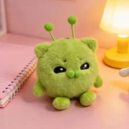 Cute Green Alien Cat Keychain Kawaii Soft Bag Charm Pendant Funny Plushie Toy Stress Relief Ornament Gift