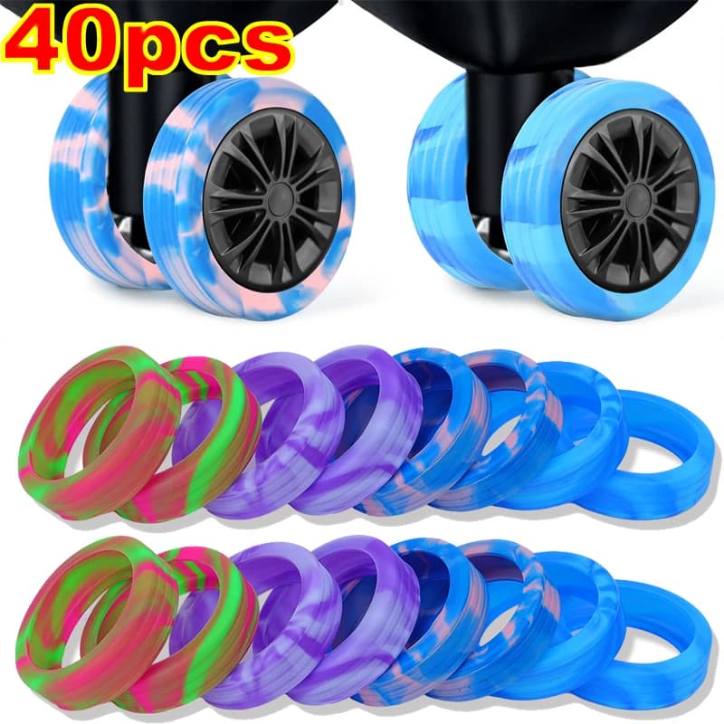 4-40pcs Luggage Wheel Covers Silicone Suitcase Wheel Covers Luggage Wheel Protector Heavy Duty Noise-Proof Accessories