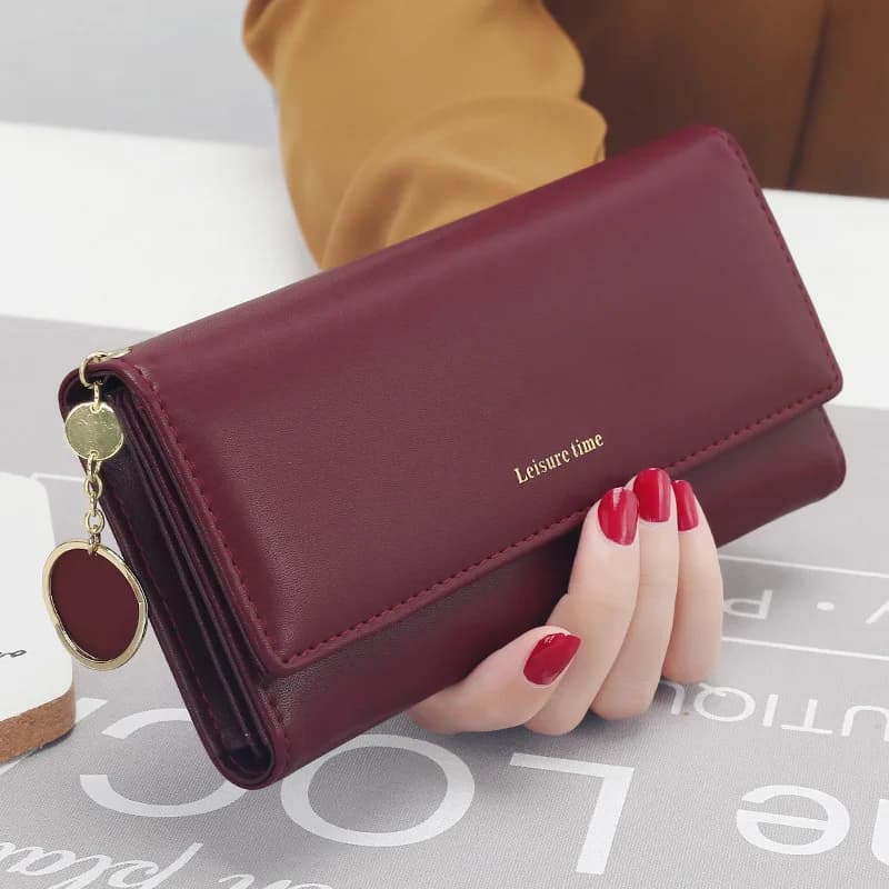 Fashion High Quality Women Wallets Brand Letter Long Tri-fold Wallet Purse Fresh Leather Female Clutch Card Holder Cartera Mujer