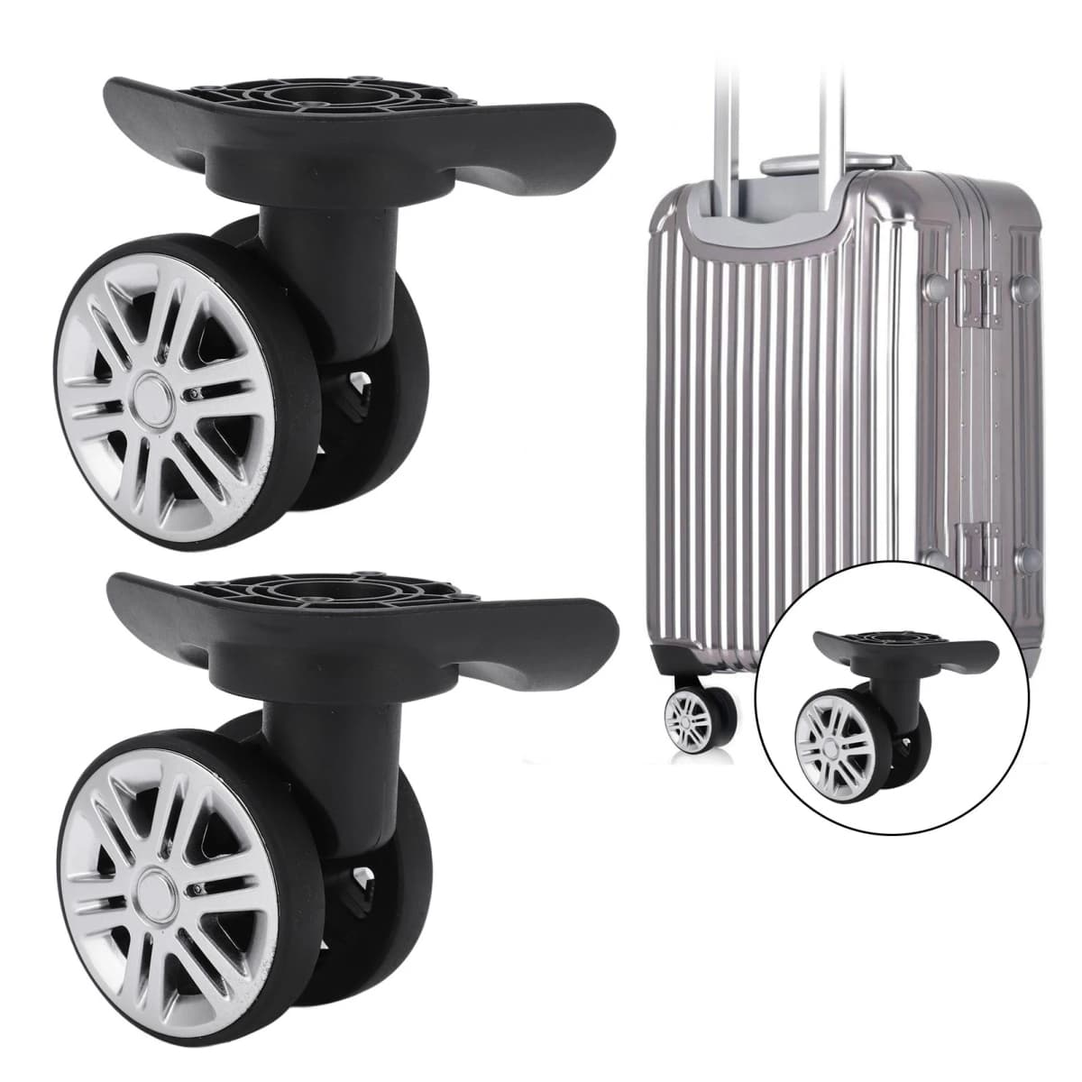 1 Pair Luggage Swivel Wheels Suitcase Swivel Casters Repalcement Mute Double Row Wheels