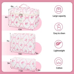Fashion Vintage Flower Women Makeup Bag Cotton Tote Portable Female Cosmetic Storage Handbag Travel Organizer Zipper Quilted Bag