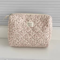Quilted Cotton Ladies Travel Storage Bag Retro Cherry Women's Cosmetic Bags Cute Design Girls Pencil Case Makeup Bag Handbags