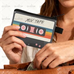 Cute Tape Cassette Case Graphic Print Coin Purses Women Men Wallet ID Credit Card Lipstick Key Storage Bag Money Coin Bag