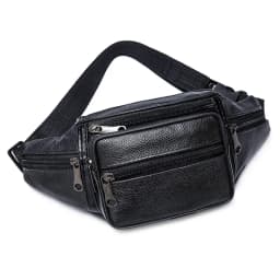 Men's Top-Grain Cowhide Genuine Leather Fanny Pack Multi-Pocket Casual Crossbody Waist Bag for Outdoor Travel And Daily Use