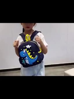 Kindergarten children's printed schoolbag, dinosaur and small animal design, boys' and girls' back-to-school season canvas double backpack